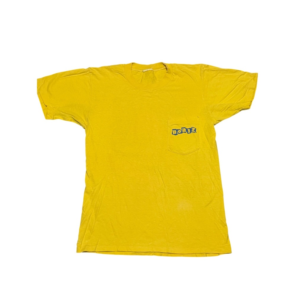 Vintage 1988 Hobie World Tour Pocket T-Shirt Yellow Sailing Catamaran Mens M L